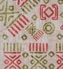 Light Green & Persian Red Block Print Polyester 6 ft x 9 ft Machine Made Carpet