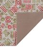 Light Green & Persian Red Block Print Polyester 8 ft x 10 ft Machine Made Carpet