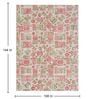 Light Green & Persian Red Block Print Polyester 9 ft x 12 ft Machine Made Carpet