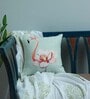 Light Green Floral Canvas 12 x 12 Inches Cushion Cover