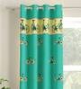 Light Green Abstract Polyester 5 Ft Light Filtering Eyelet Window Curtain