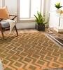 Light Green Geometric Wool And Viscose 5 ft x 7 ft Hand Tufted Carpet