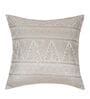 Light Grey and Off White Polyester Jacquard 16x16 inches Cushion Cover Set of 5