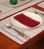 Zeba (13x19) Grey & Red Cotton Blend (Set of 12) Placemat