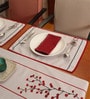 Zeba (13x19) Grey & Red Cotton Blend (Set of 12) Placemat
