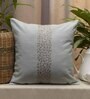 Light Grey Traditional Blended Cotton 16 x 16 Inches Embroidered Cushion Cover