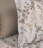 Beige Floral 210TC 100% Cotton Printed Flat Super King Bedsheet With 2 Pillow Covers