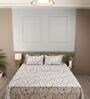 Beige Floral 210TC 100% Cotton Printed Flat Super King Bedsheet With 2 Pillow Covers