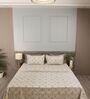 Off White Floral 210TC 100% Cotton Printed Flat Super King Bedsheet With 2 Pillow Covers