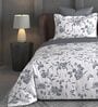 Light Grey Floral 600TC Cotton Super King Sized Double Bedsheet with 2 Embroidery Pillow Covers