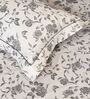 Light Grey Floral 600TC Cotton Super King Sized Double Bedsheet with 2 Embroidery Pillow Covers