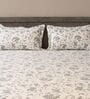 Light Grey Floral 600TC Cotton Super King Sized Double Bedsheet with 2 Embroidery Pillow Covers