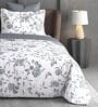 Light Grey Floral 600TC Cotton Super King Sized Double Bedsheet with 2 Embroidery Pillow Covers