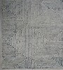 Blue Geometric Wool And Cotton 5 X 8 Ft Hand Tufted Carpet