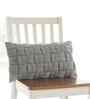 Light Grey Melange 100% Cotton 12X20 Inches Knitted Cushion Cover With Filler