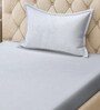 Light Grey Solid 300 TC Cotton Blend Single Bedsheet with Pillow Cover