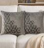 Light Grey Velvet 16 x 16 Inches Cube Print Cushion Covers (2 Pieces)