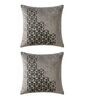 Light Grey Velvet 16 x 16 Inches Cube Print Cushion Covers (2 Pieces)