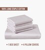 Light Lilac Solid 400 TC Cotton Super King Sized Bedsheet with 4 Pillow Covers