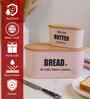 Light Pink Metal Bread & Butter Box Set With Wooden Lids