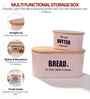 Light Pink Metal Bread & Butter Box Set With Wooden Lids