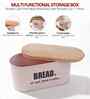 Light Pink Metal Bread Box With Wooden Lid