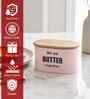 Light Pink Metal Butter Box With Wooden Lid