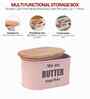 Light Pink Metal Butter Box With Wooden Lid