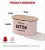 Light Pink Metal Butter Box With Wooden Lid