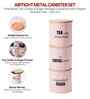 Light Pink Metal Small Tea, Sugar & Coffee Containers With Wooden Lids Set Of 3