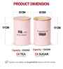 Light Pink Metal Tea & Sugar Containers With Wooden Lids Set Of 2