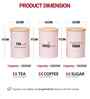 Light Pink Metal Tea, Sugar & Coffee Containers With Wooden Lids Set Of 3