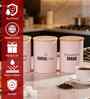Light Pink Metal Tea, Sugar & Coffee Containers With Wooden Lids Set Of 3