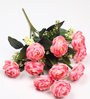 Light Pink Polyester Fabric Decorative Artificial Light Camellia Rose Flower Bunch