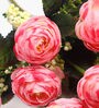 Light Pink Polyester Fabric Decorative Artificial Light Camellia Rose Flower Bunch