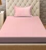 Light Pink Solid 300 TC Cotton Blend Single Bedsheet with Pillow Cover
