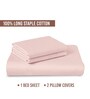 Light Pink Solid 400 TC Cotton King Sized Bedsheet with 2 Pillow Covers