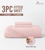 Light Pink Solid 400 TC Cotton King Sized Fitted sheet with 2 Pillow Covers