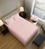 Light Pink Solid 400 TC Cotton Queen Sized Fitted sheet with 2 Pillow Covers