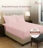 Light Pink Solid 400 TC Cotton Queen Sized Fitted sheet with 2 Pillow Covers