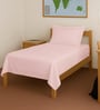 Light Pink Solid 400 TC Cotton Single Sized Bedsheet with 1 Pillow Cover