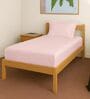 Light Pink Solid 400 TC Cotton Single Sized Fitted sheet with 1 Pillow Cover