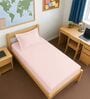 Light Pink Solid 400 TC Cotton Single Sized Fitted sheet with 1 Pillow Cover