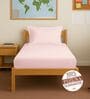 Light Pink Solid 400 TC Cotton Single Sized Fitted sheet with 1 Pillow Cover