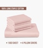 Light Pink Solid 400 TC Cotton Super King Sized Bedsheet with 4 Pillow Covers