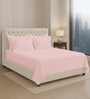 Light Pink Solid 400 TC Cotton Super King Sized Bedsheet with 4 Pillow Covers