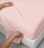 Light Pink Solid 400 TC Cotton Super King Sized Bedsheet with 4 Pillow Covers