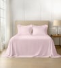 Light Pink Solid 600 TC Cotton Super King Sized Bedsheet with 4 Pillow Covers
