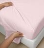 Light Pink Solid 600 TC Cotton Super King Sized Bedsheet with 4 Pillow Covers