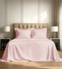 Light Pink Solid 800 TC Cotton Super King Sized Bedsheet with 4 Pillow Covers